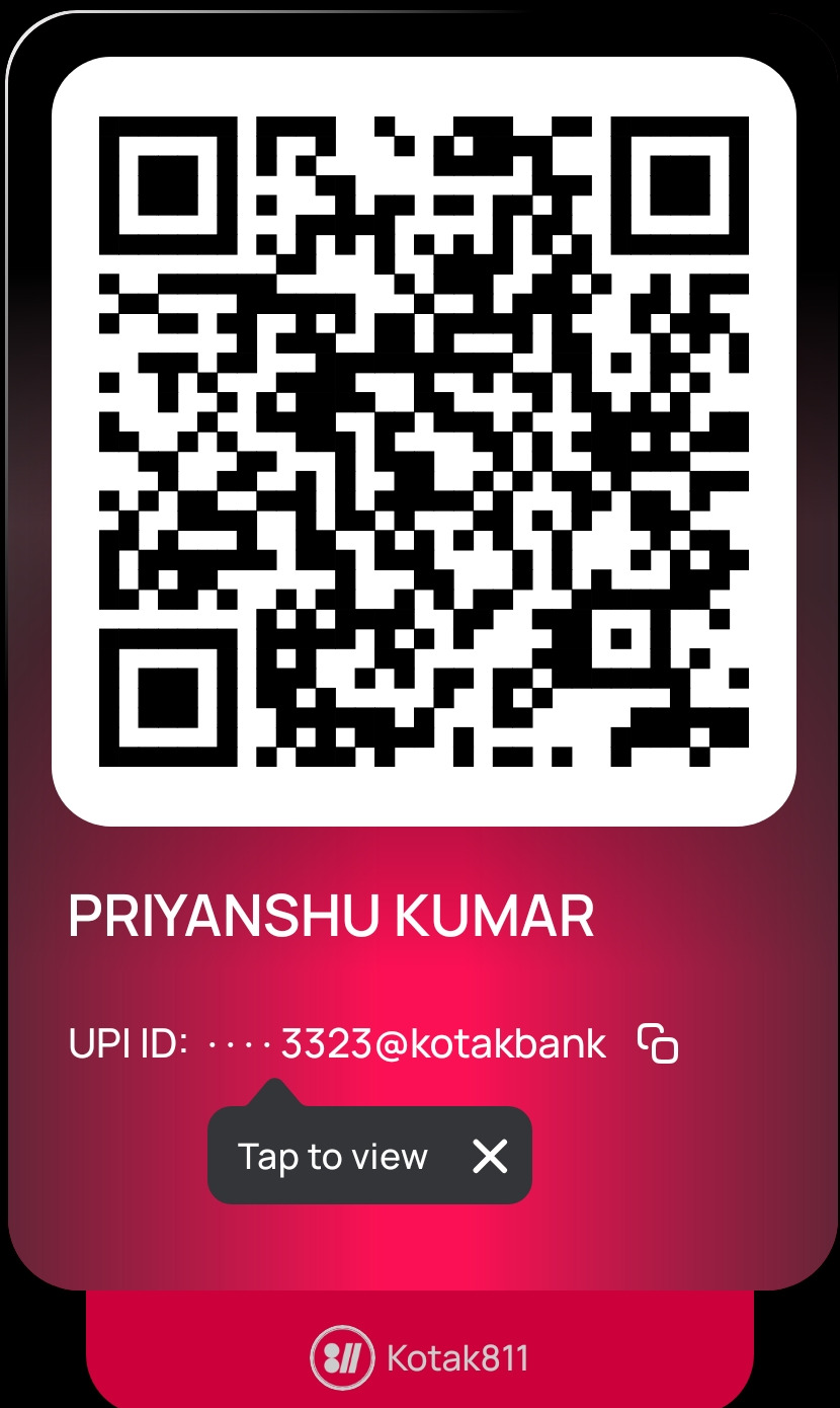 Kotak811 UPI QR code — Priyanshu Kumar — scan with any UPI app to donate